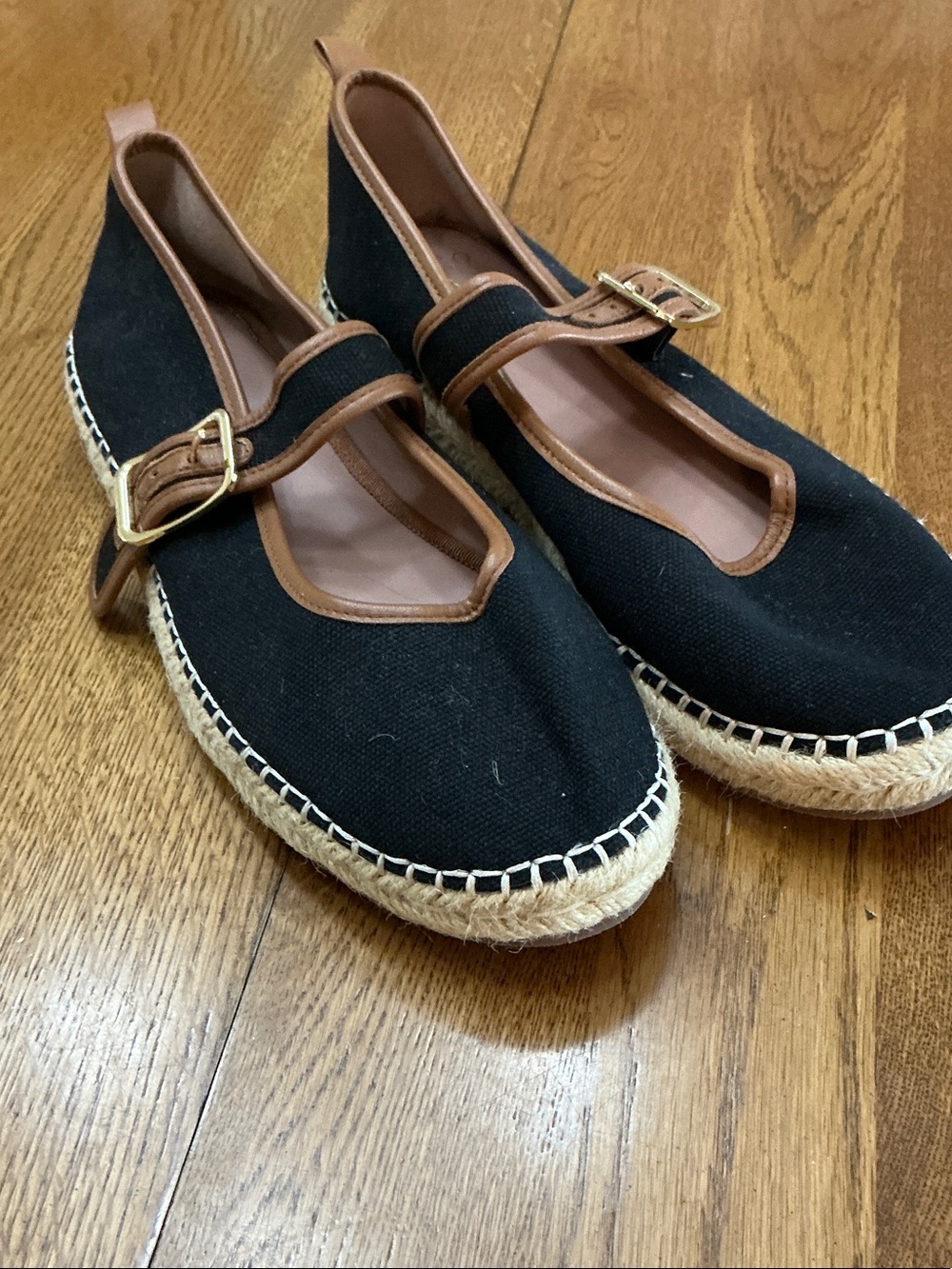 Woman’s Linea Paolo Marjorie black mary Jane flat. Size 8. New! Brown trim.